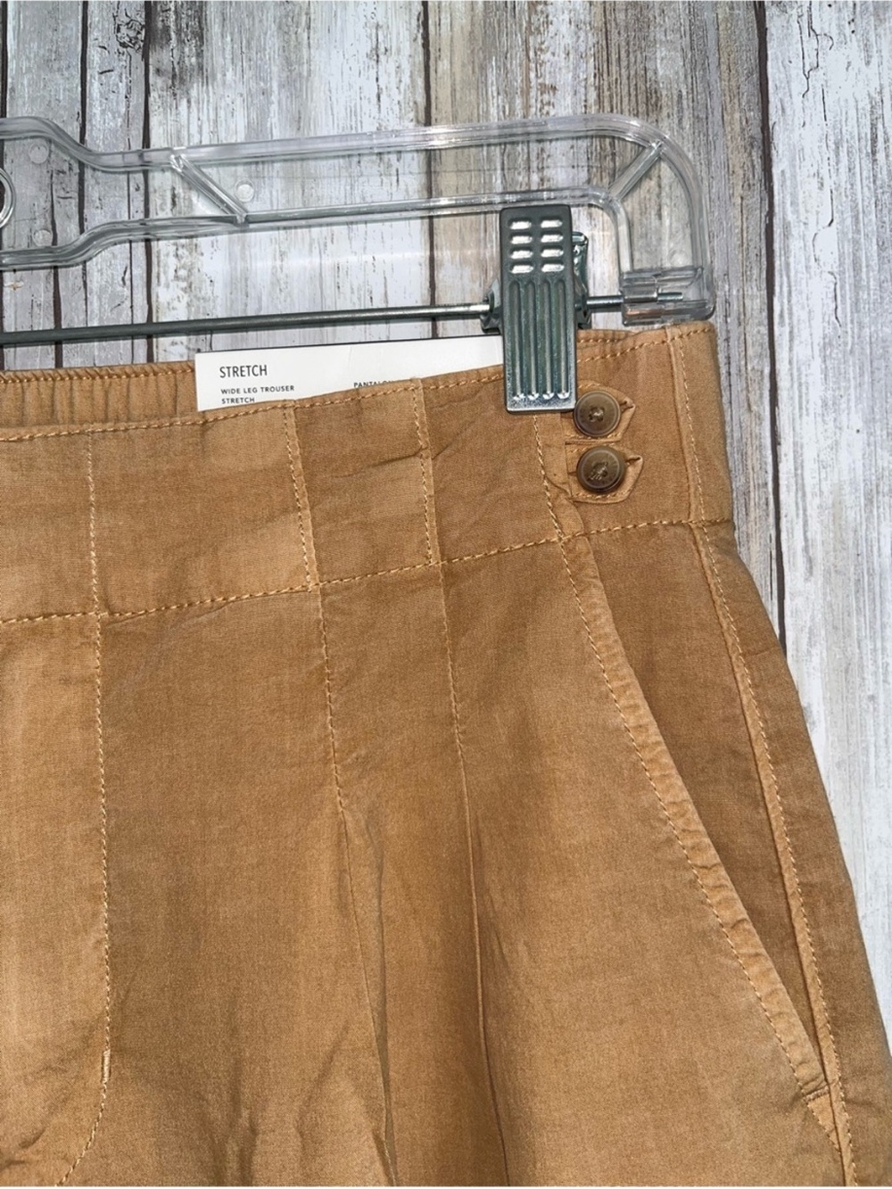 American Eagle Poplin Pull On Wide Leg Pants Camel Lyocell Blend Size 0 NWT - Picture 3 of 6